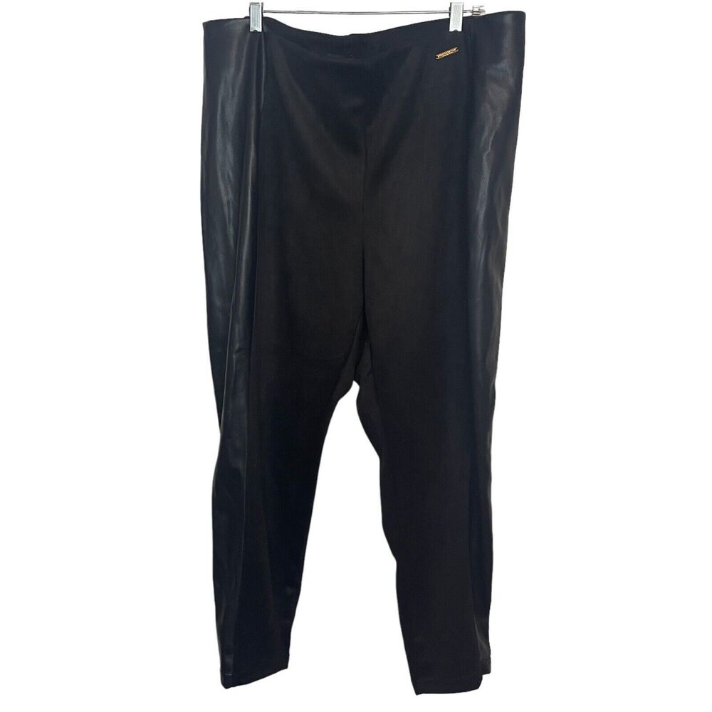 NWT Marc New York Black Faux Leather Spandex Pants Pull On Full Control Size 3X